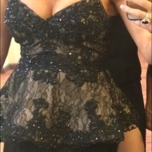 Tony Bowles Peplum Black and nude gown